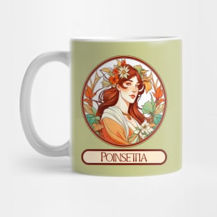 Art Nouveau Poinsettia Woman Mug